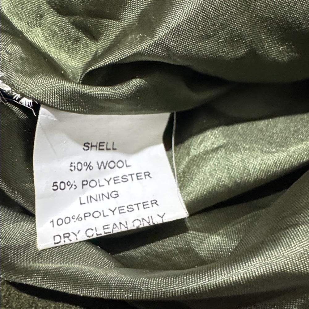 Hazel Wool Blend Olive Green Coat Jacket Size Large - Picture 7 of 8